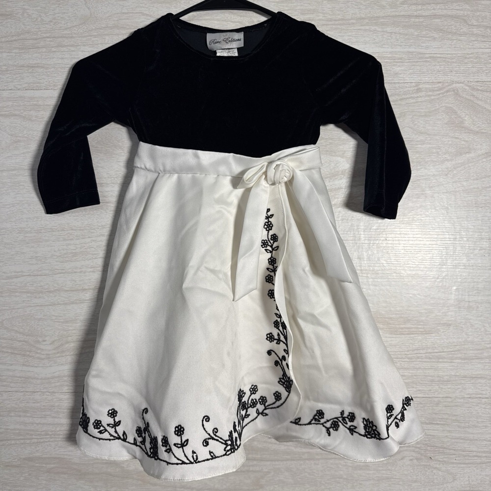 Rare Editions black & white girls Black Velvet Bodice Beaded Skirt 3t
